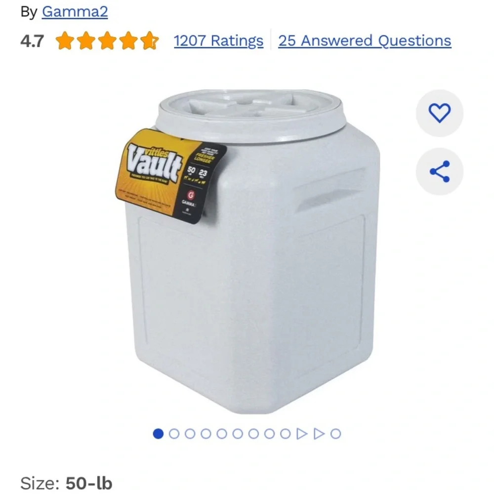 Gamma2 Vittles Vault Dog Food Storage Container 50 Pound Capacity Secure Seal